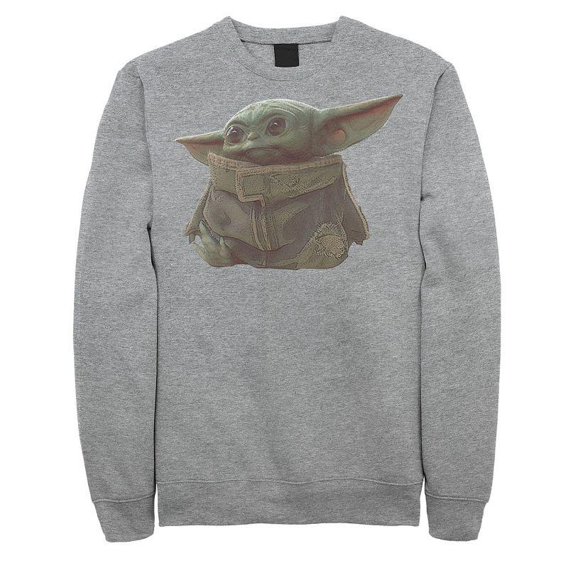 Men's Star Wars The Mandalorian The Child aka Baby Yoda Portrait Graphic Fleece Pullover, Size: Medium, Athlc Hthr Product Image