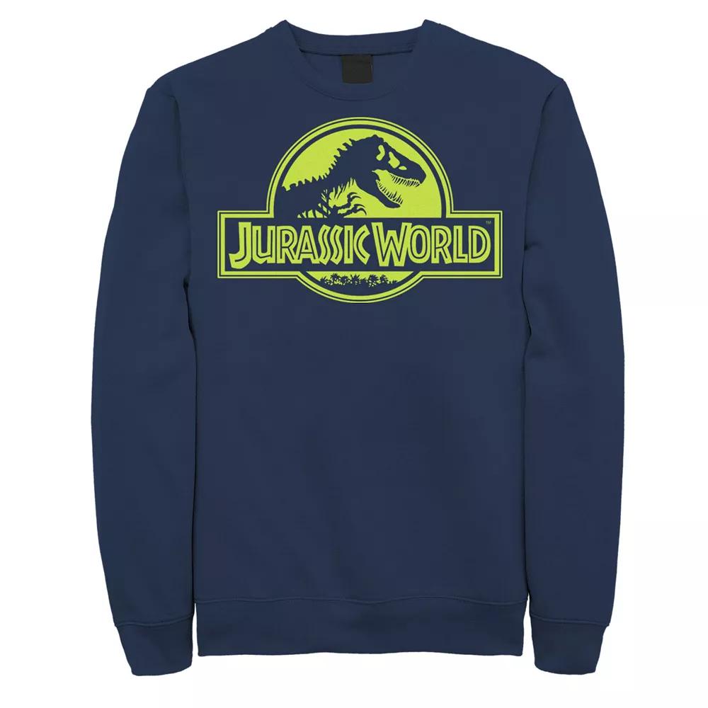 Men's Jurassic World Neon Green Classic Logo Fleece Graphic Pullover,  Product Image