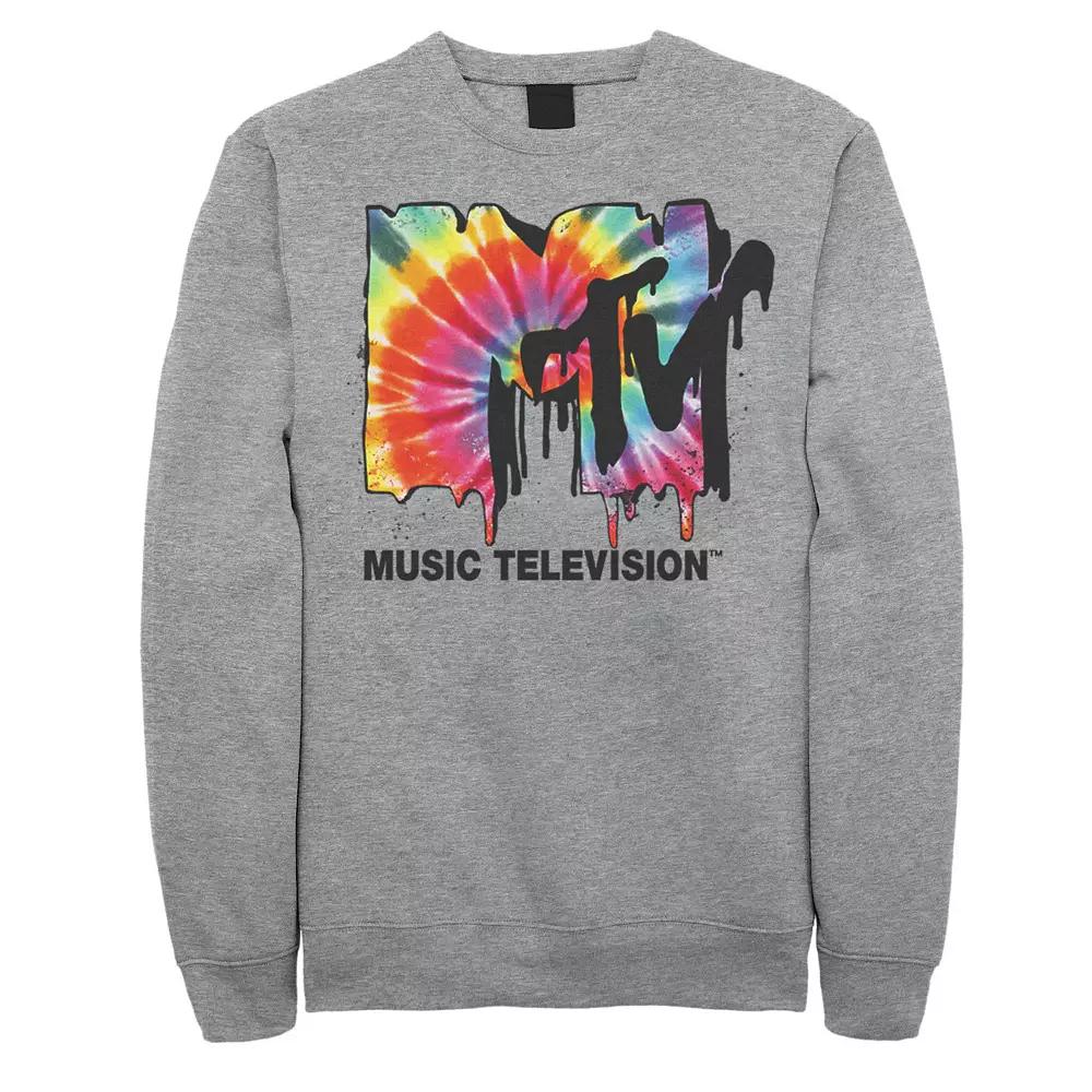 Men's MTV Classic Tie Dye Drip Logo Fleece Pullover,  Product Image