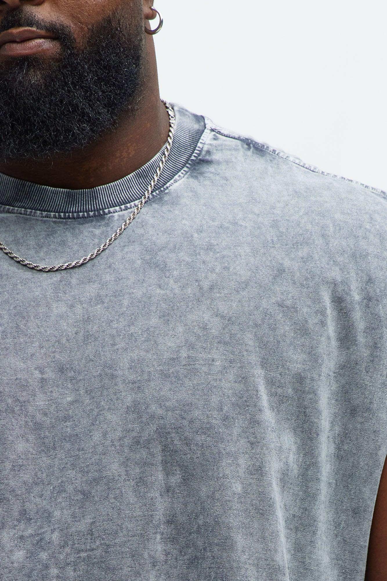 Relaxed Vintage Wash Heavyweight Muscle Tee - Grey/Smoke Product Image