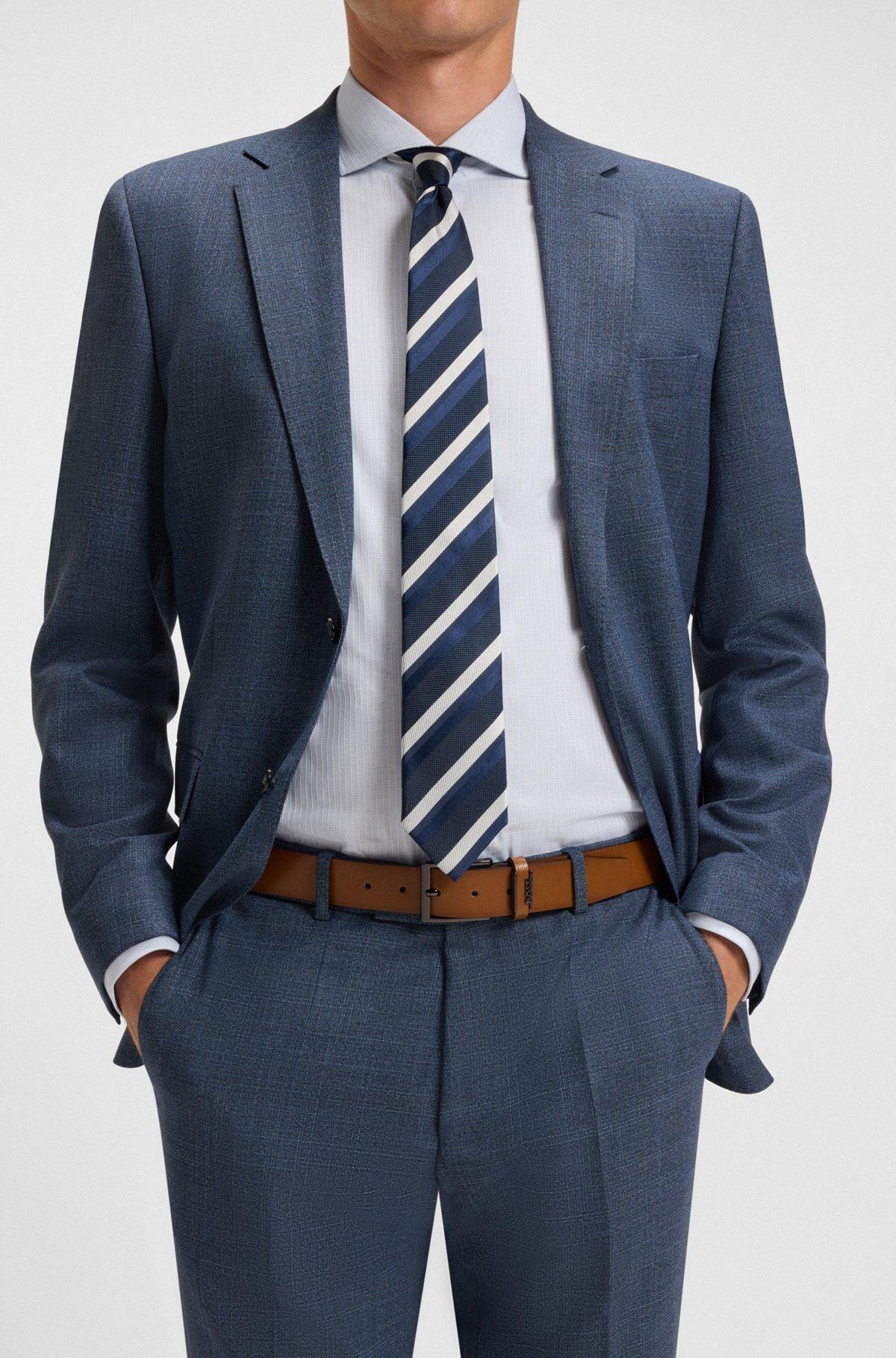 BOSS - Italian-leather belt with logo keeper - Brown Product Image