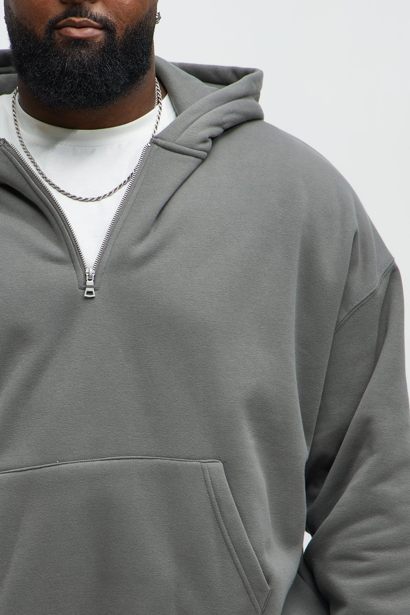 Tyson Oversized Heavyweight Quarter Zip Hoodie - Charcoal Male Product Image