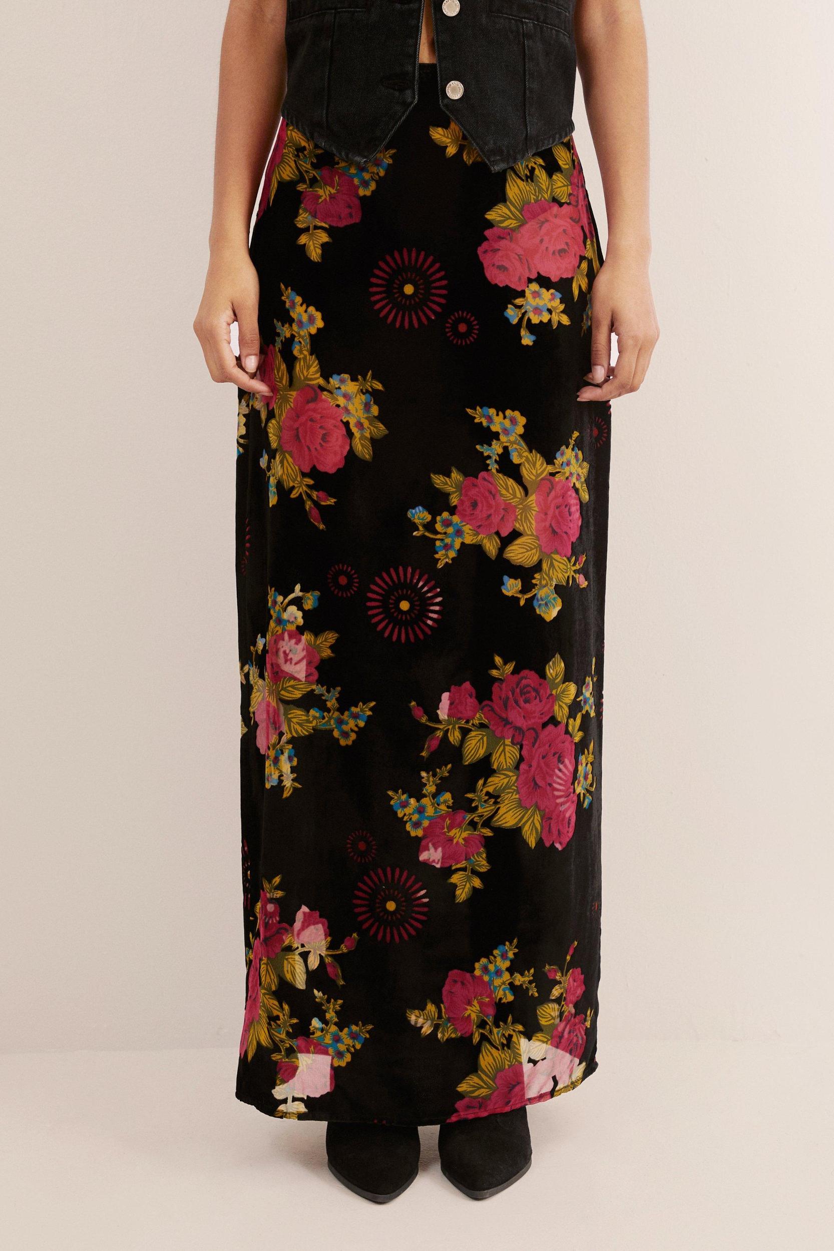Floral Devore Maxi Skirt Product Image