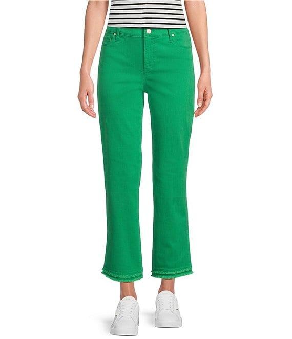 Code Bleu High-Rise Straight-Leg Double Frayed Hem Ankle Jeans Product Image