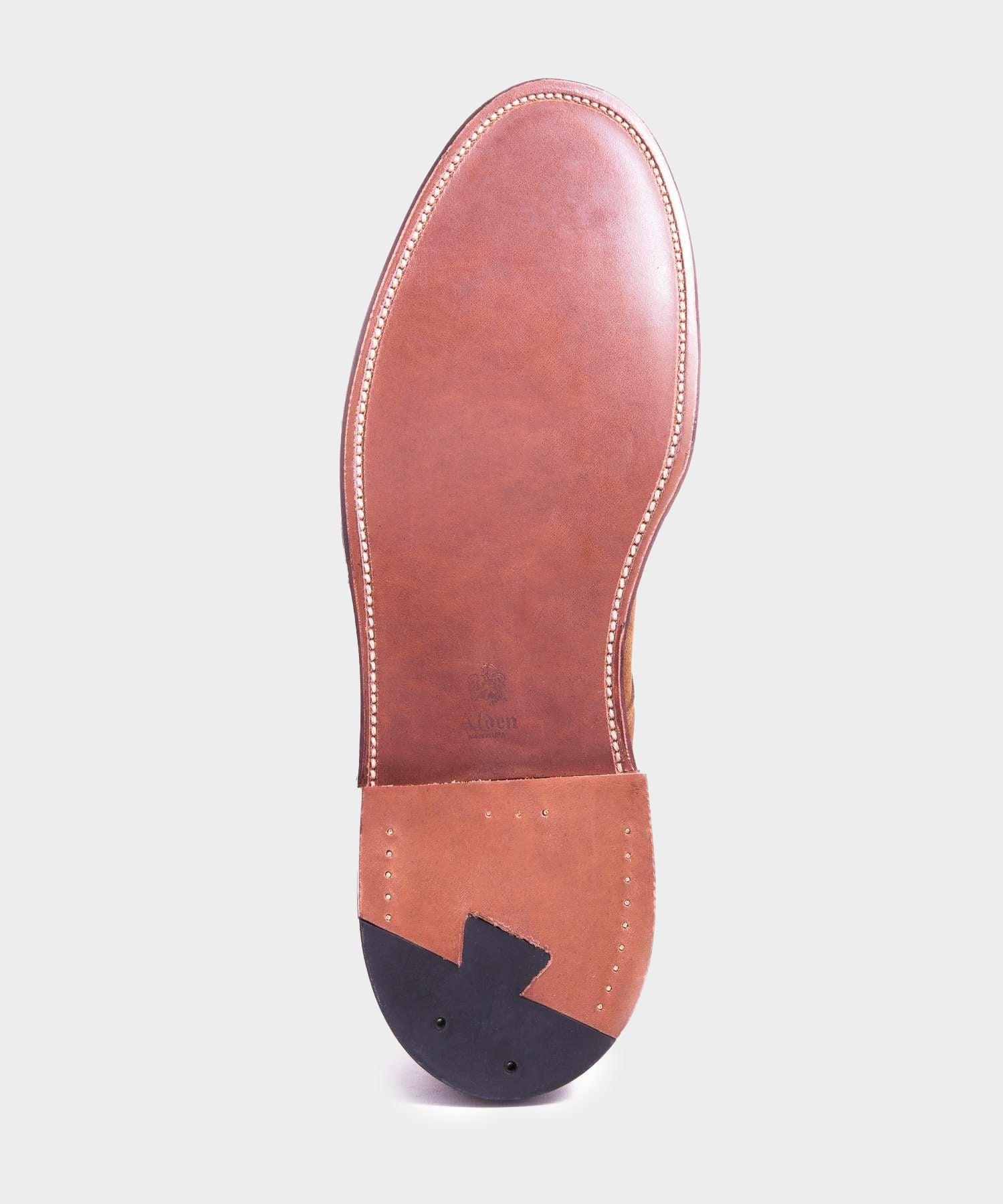Alden Unlined Suede Plain Toe Blucher In Snuff Product Image
