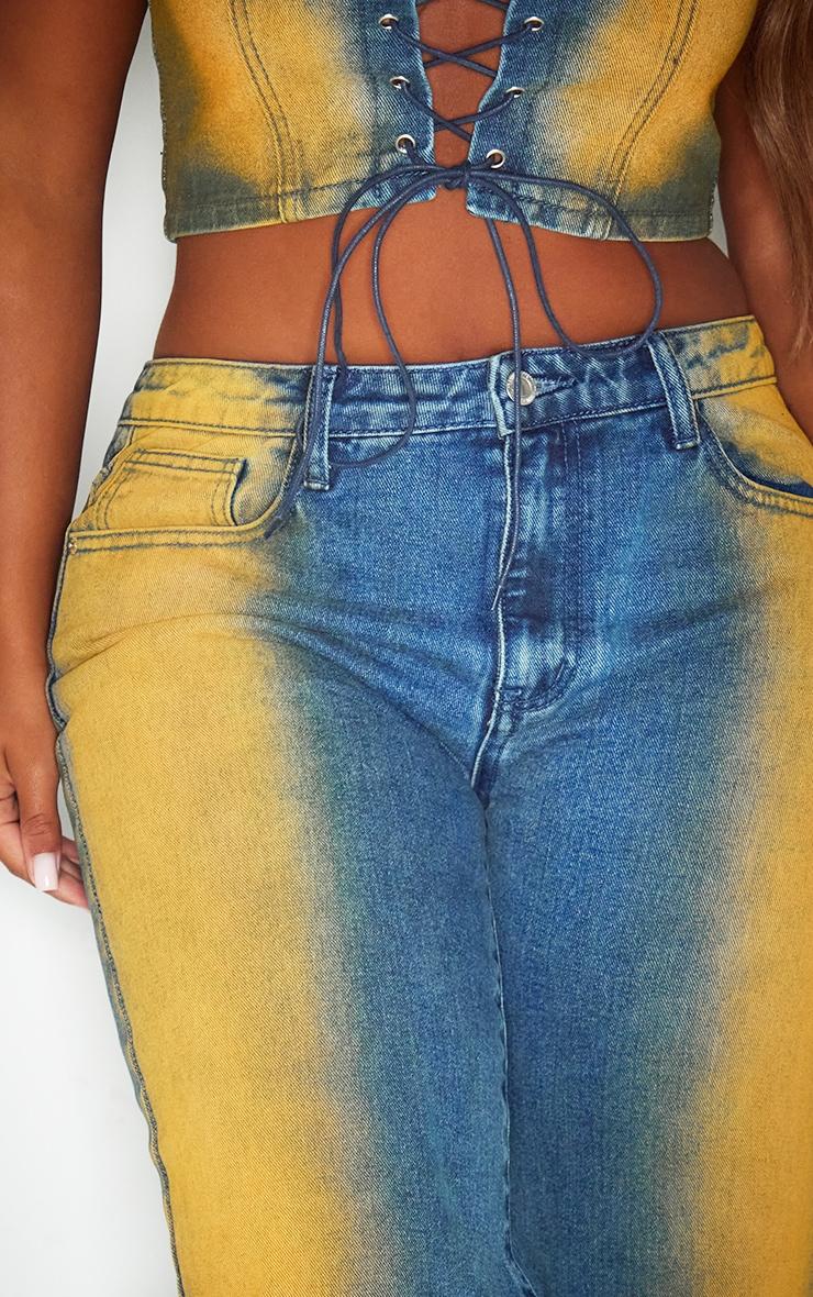 Shape Dark Blue Denim Washed Wide Leg Jeans Product Image