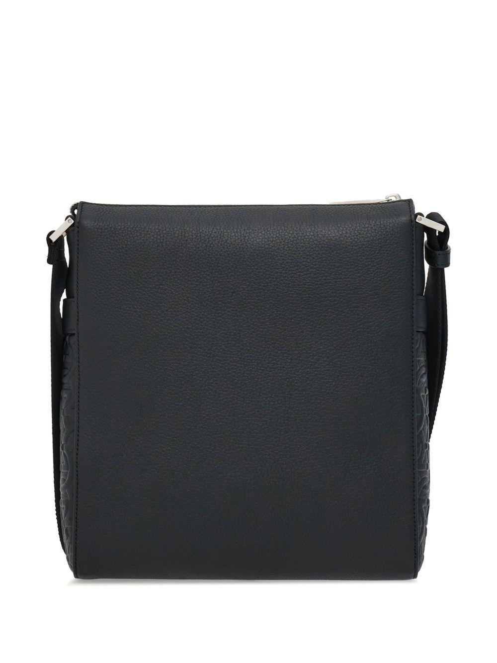 Gancini-embossed leather messenger bag Product Image