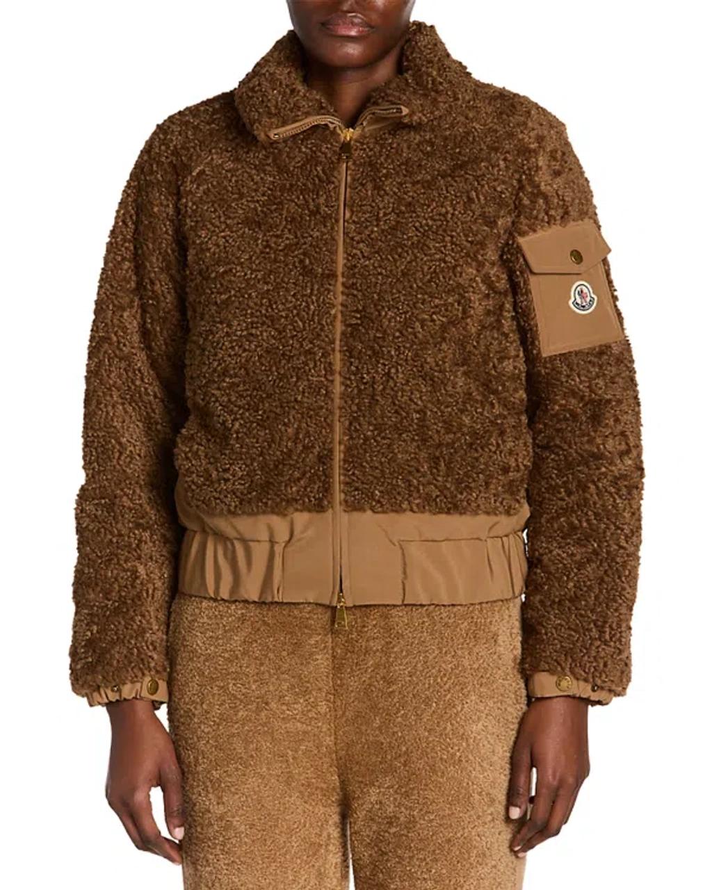 MONCLER Coligny Shell-trimmed Fleece Down Jacket In Brown Product Image