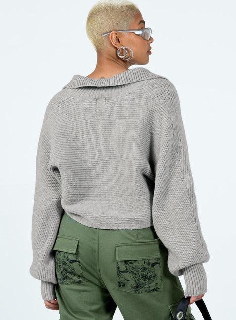 Tiara Cropped Sweater Grey Product Image