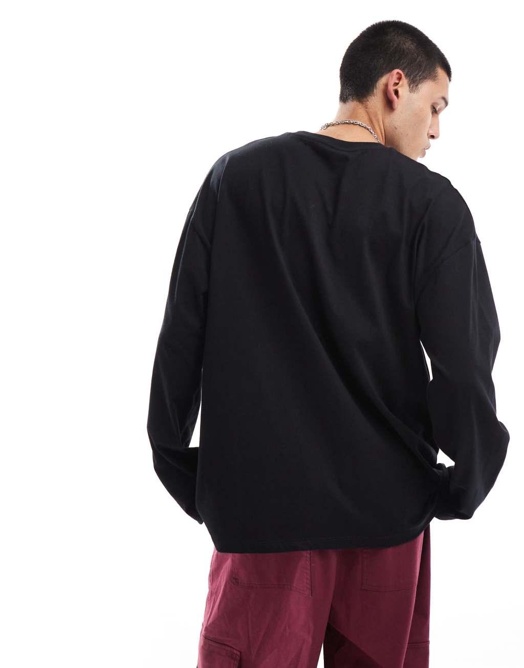 ASOS DESIGN essential oversized long sleeve T-shirt in black | ASOS Product Image