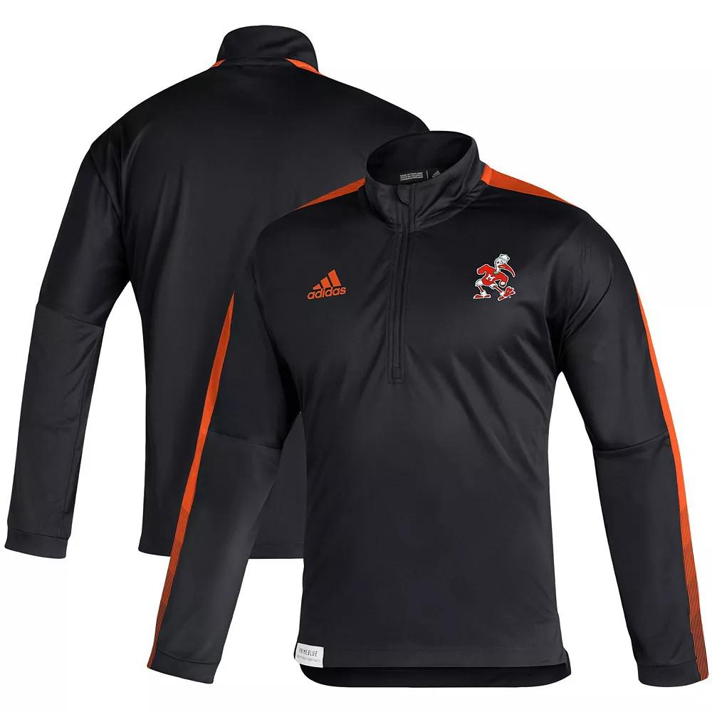 Mens adidas Miami Hurricanes 2021 Sideline Primeblue Quarter-Zip Jacket Product Image