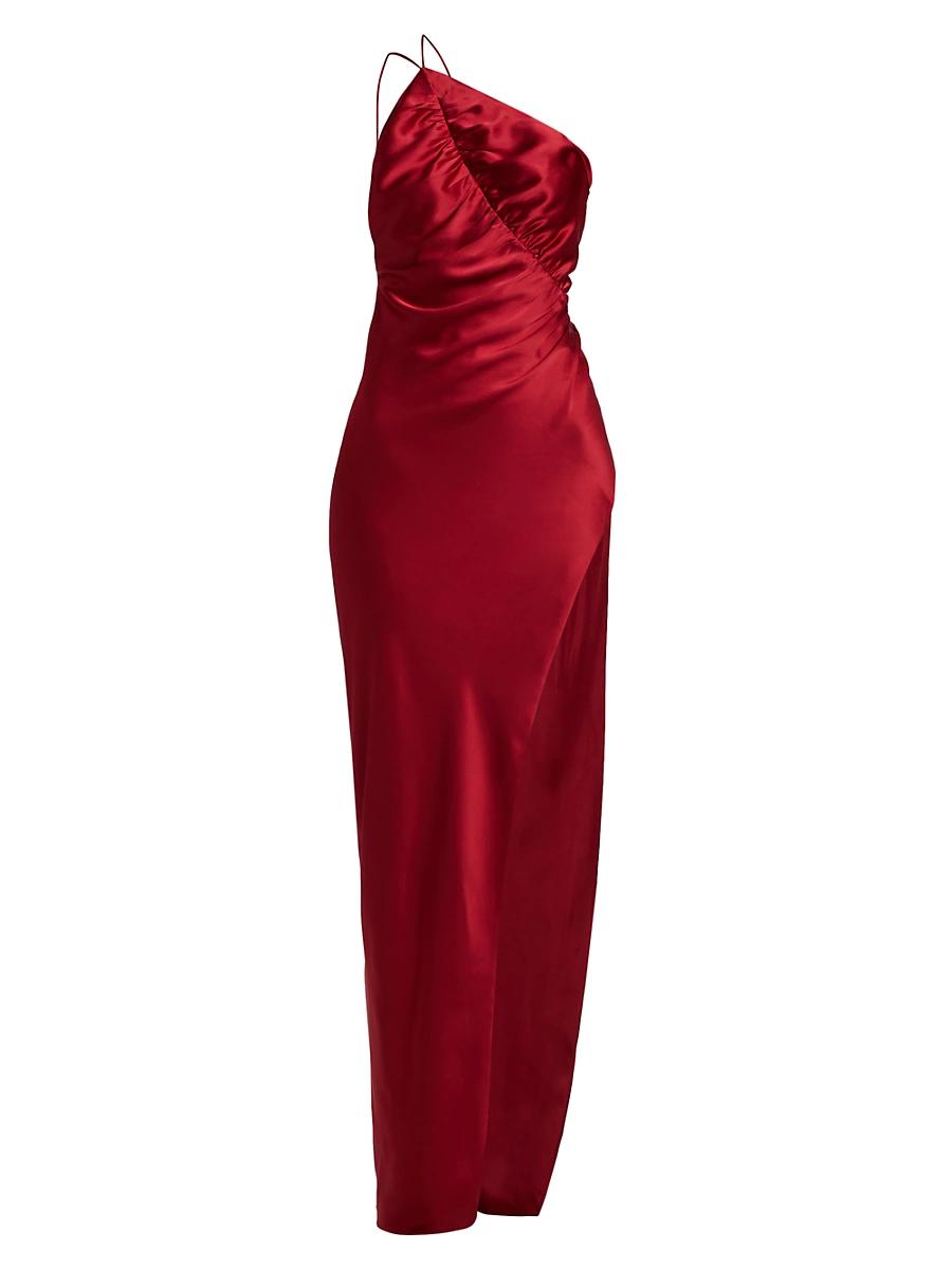 Womens Leaf Silk Satin Gown Product Image