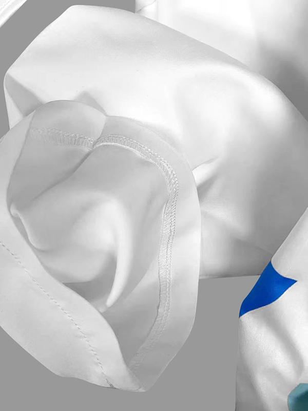 A-Line Half Sleeves Contrast Color Stand Collar Mini Dresses Product Image