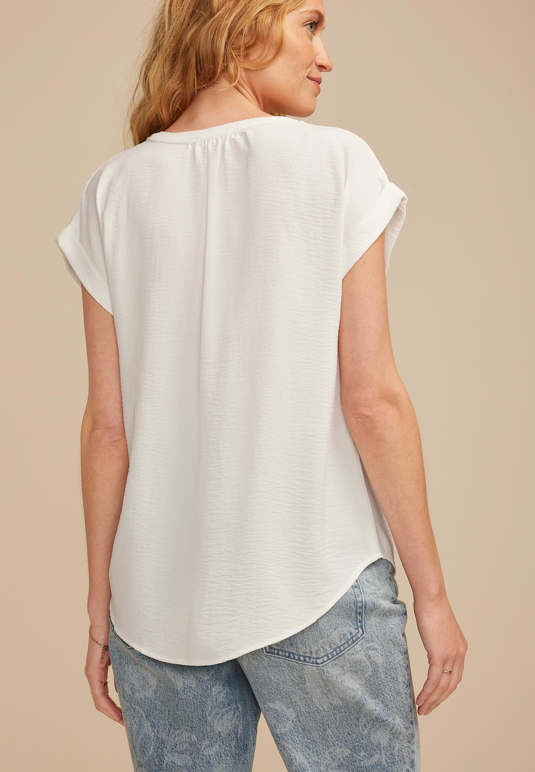 Button Front Dolman Short Sleeve Blouse Product Image