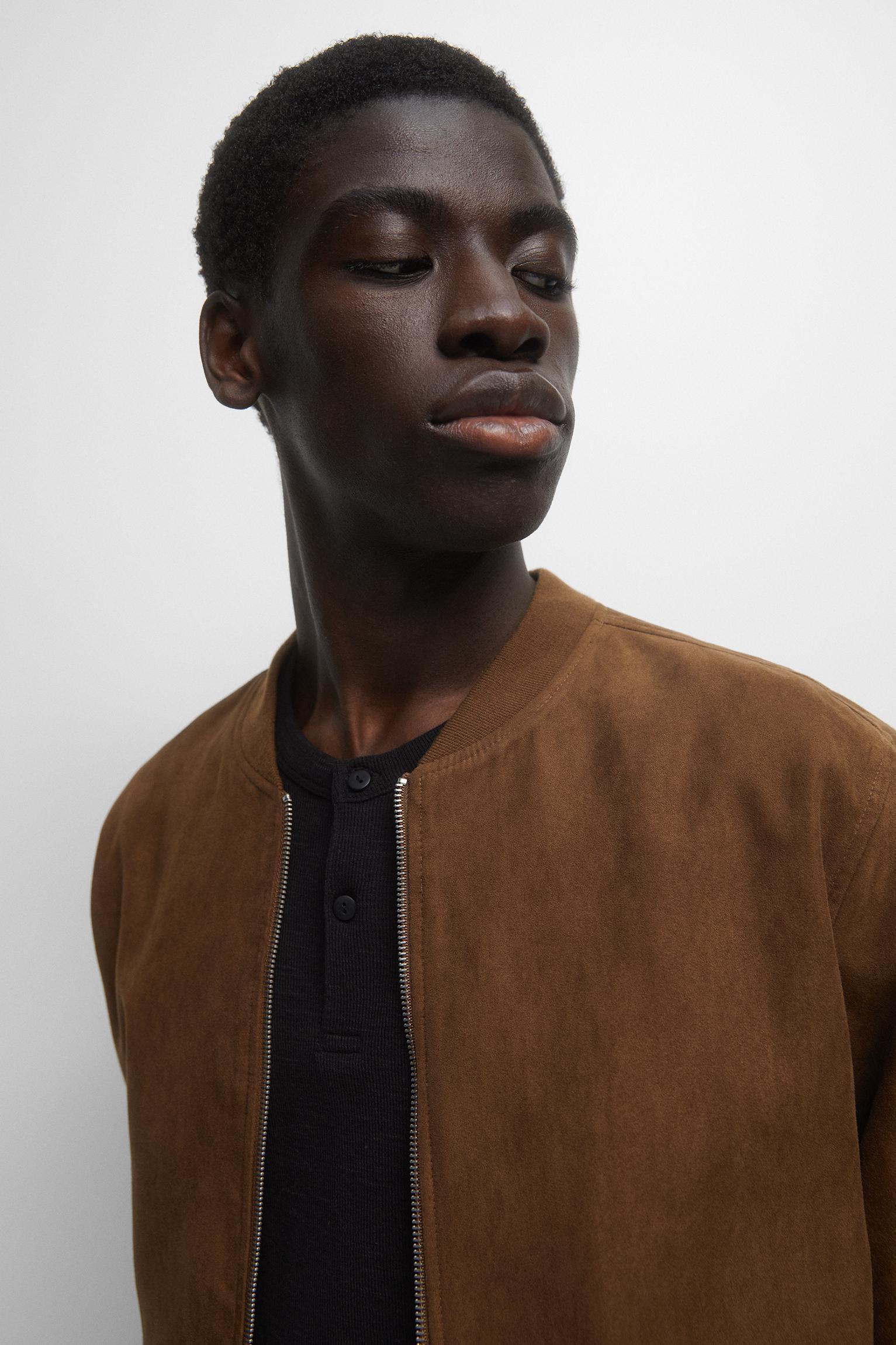 Faux suede bomber jacket Product Image