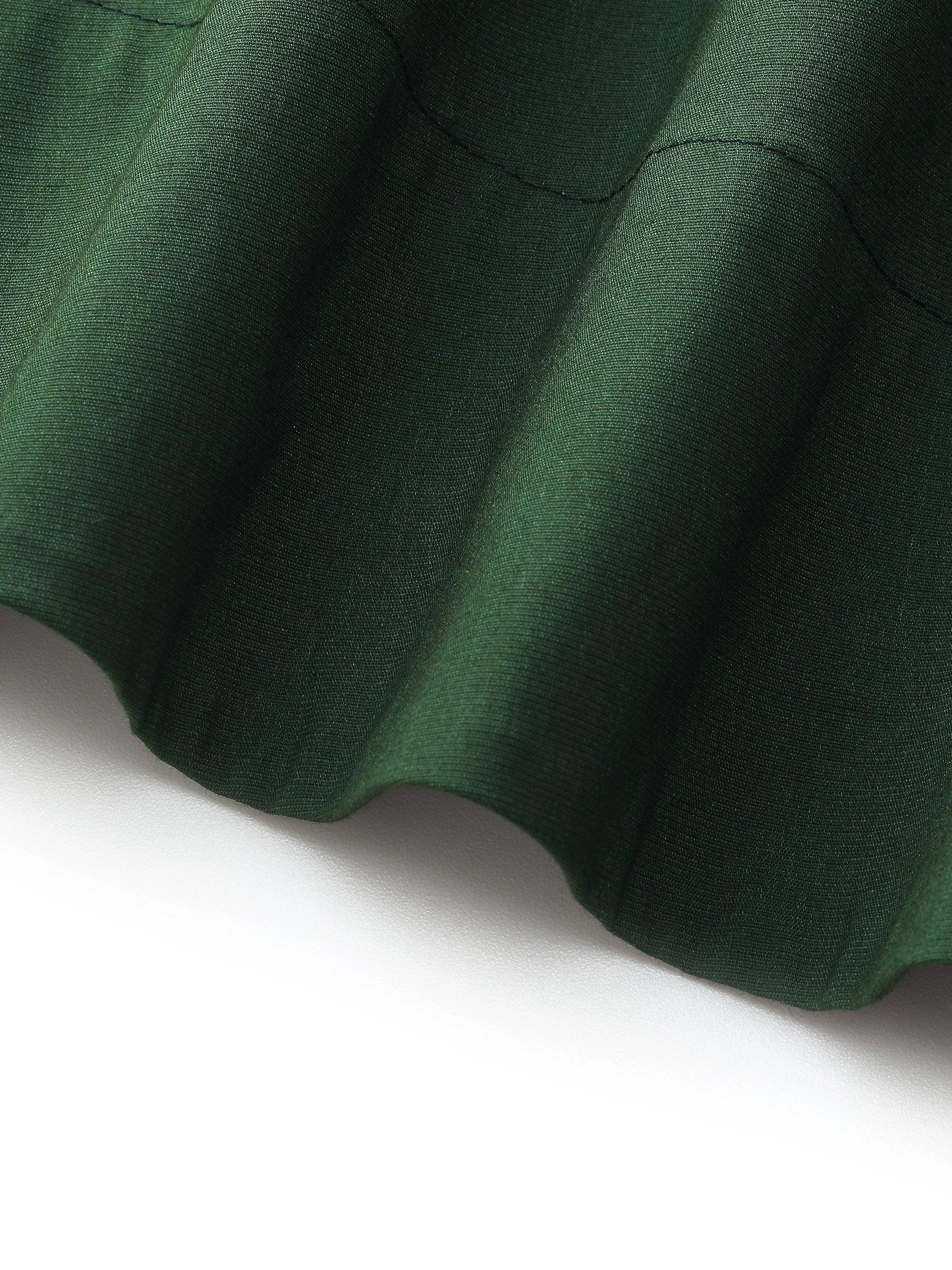 Dark Green Gathered Waist Women Maxi Shirt Dress Product Image