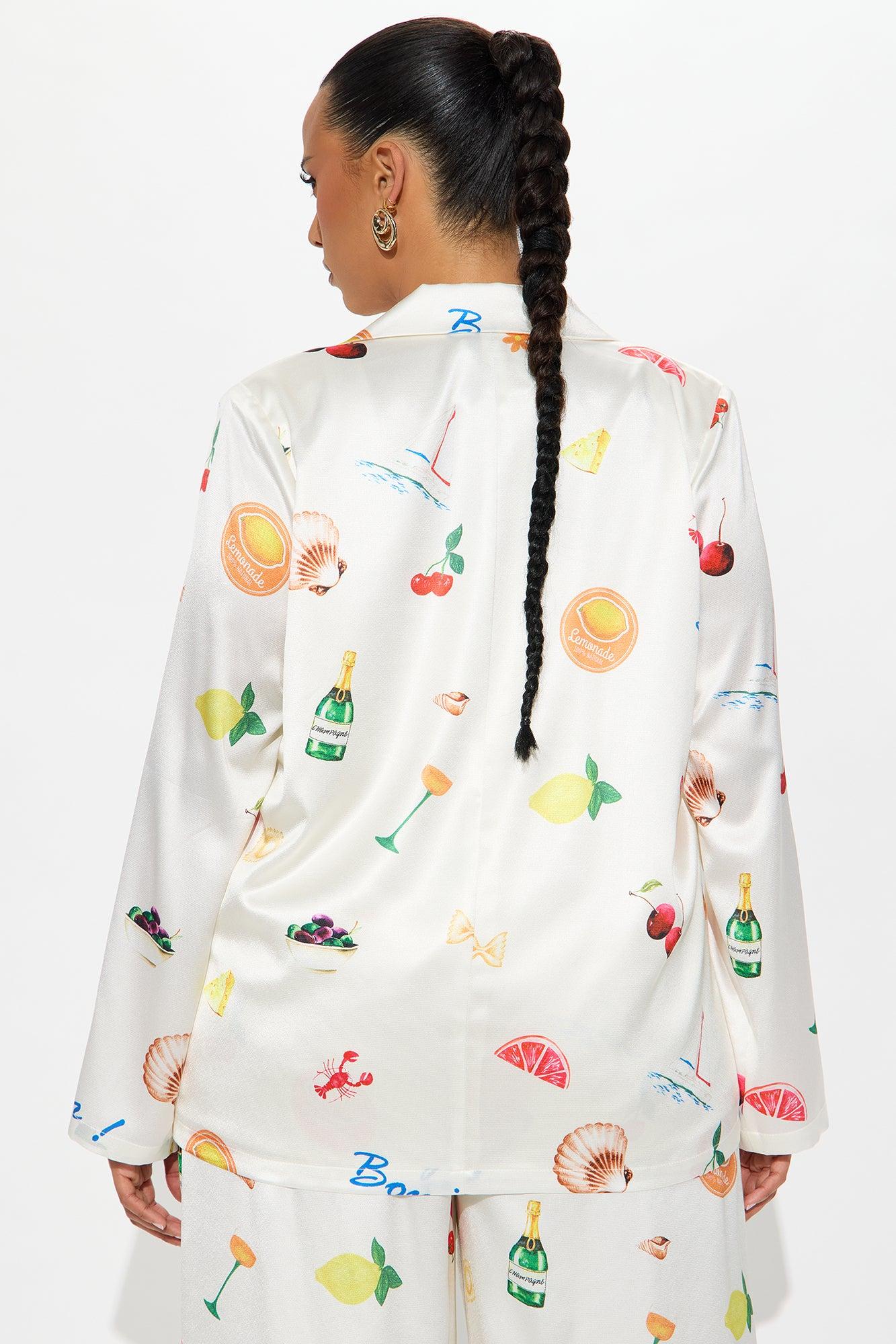 Coastal Getaway Satin Blazer - Cream Product Image