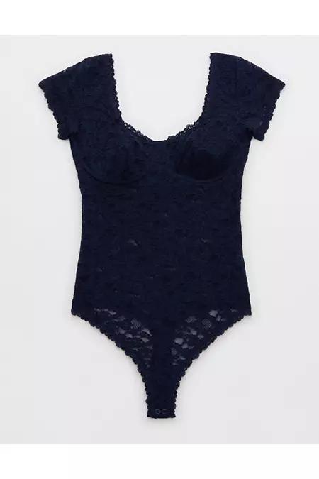 Show Off Vintage Lace Short Sleeve Bodysuit Women's Product Image