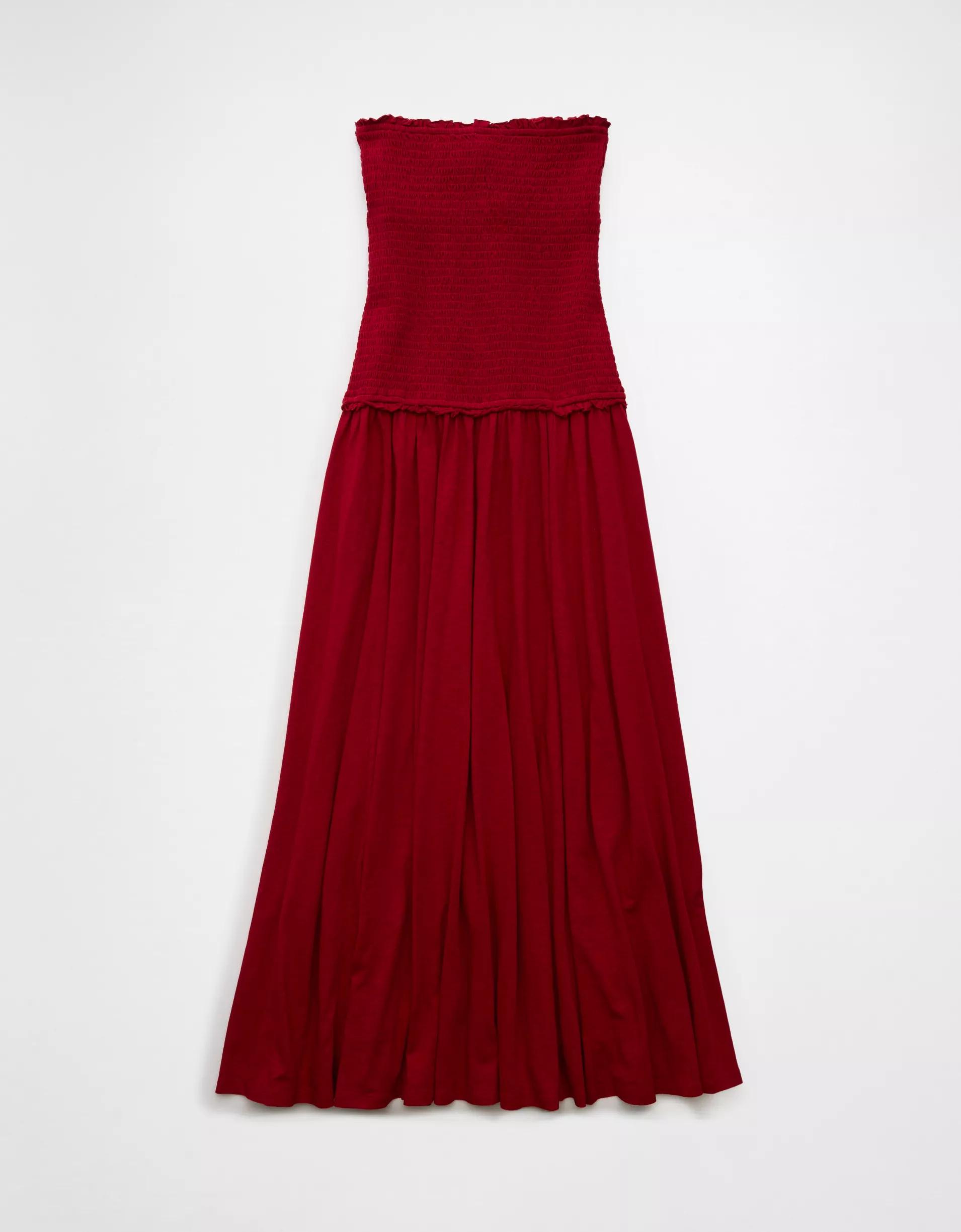 AE Sunchaser Knit Smocked Drop Waist Midi Dress Product Image