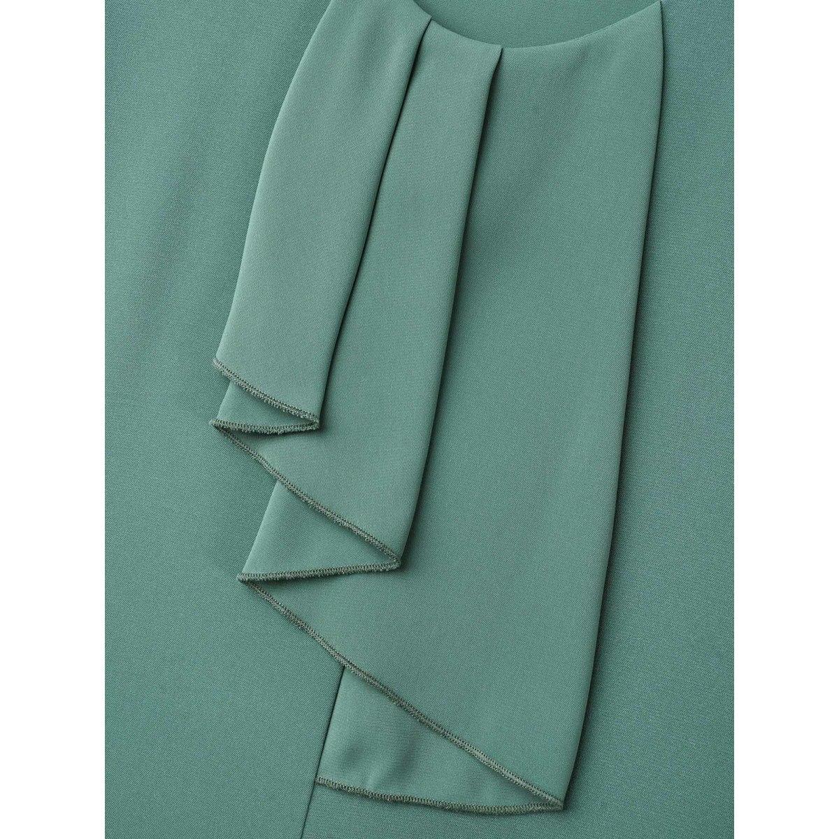 Plus Size Greenbean Ruffle Frill Trim Plain Lantern Sleeve Blouse Women Elegant Extra Long Sleeve Asymmetrical Neck Everyday Blouses BloomChic 22-24/3X Product Image