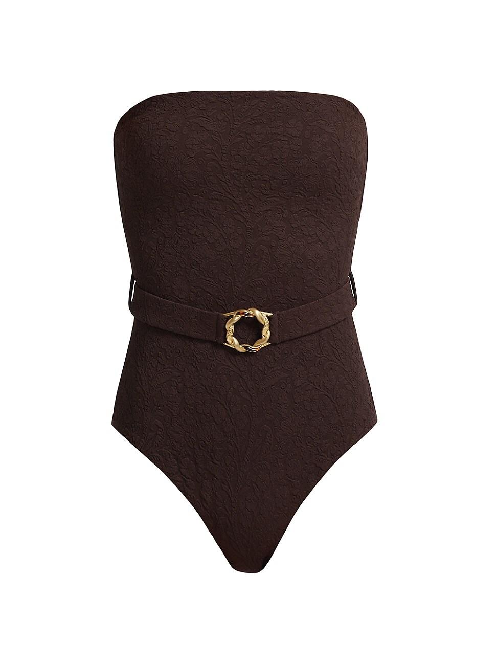 Womens Acacia Floral-Embossed Bandeau One-Piece Swimsuit Product Image