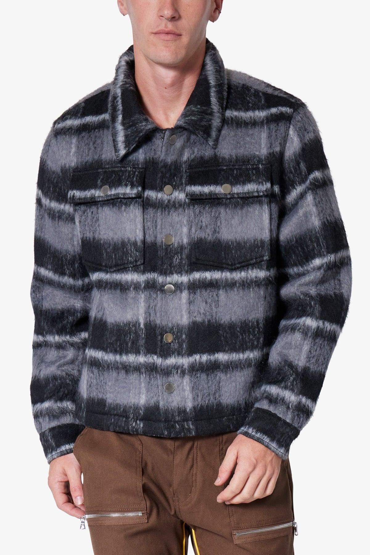 Brushed Flannel Jacket - Black/Grey Product Image