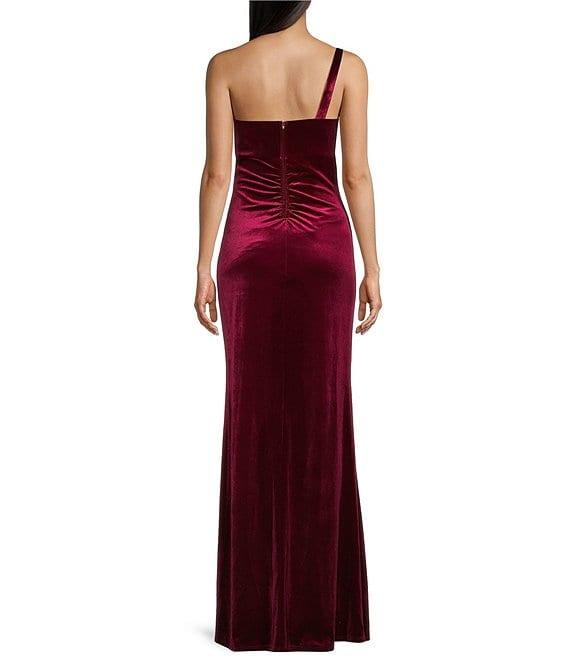 Honey and Rosie One-Shoulder Sleeveless Stretch Velvet Dress Product Image