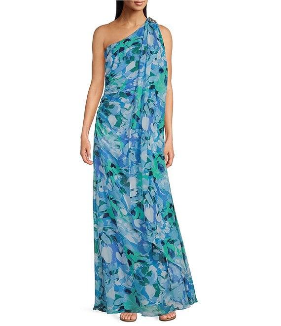 Jessica Howard One Shoulder Floral Print Dress Product Image