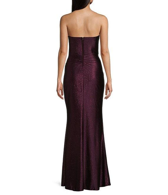 Honey and Rosie Glitter Knit Corset Bodice Front Slit Gown Product Image