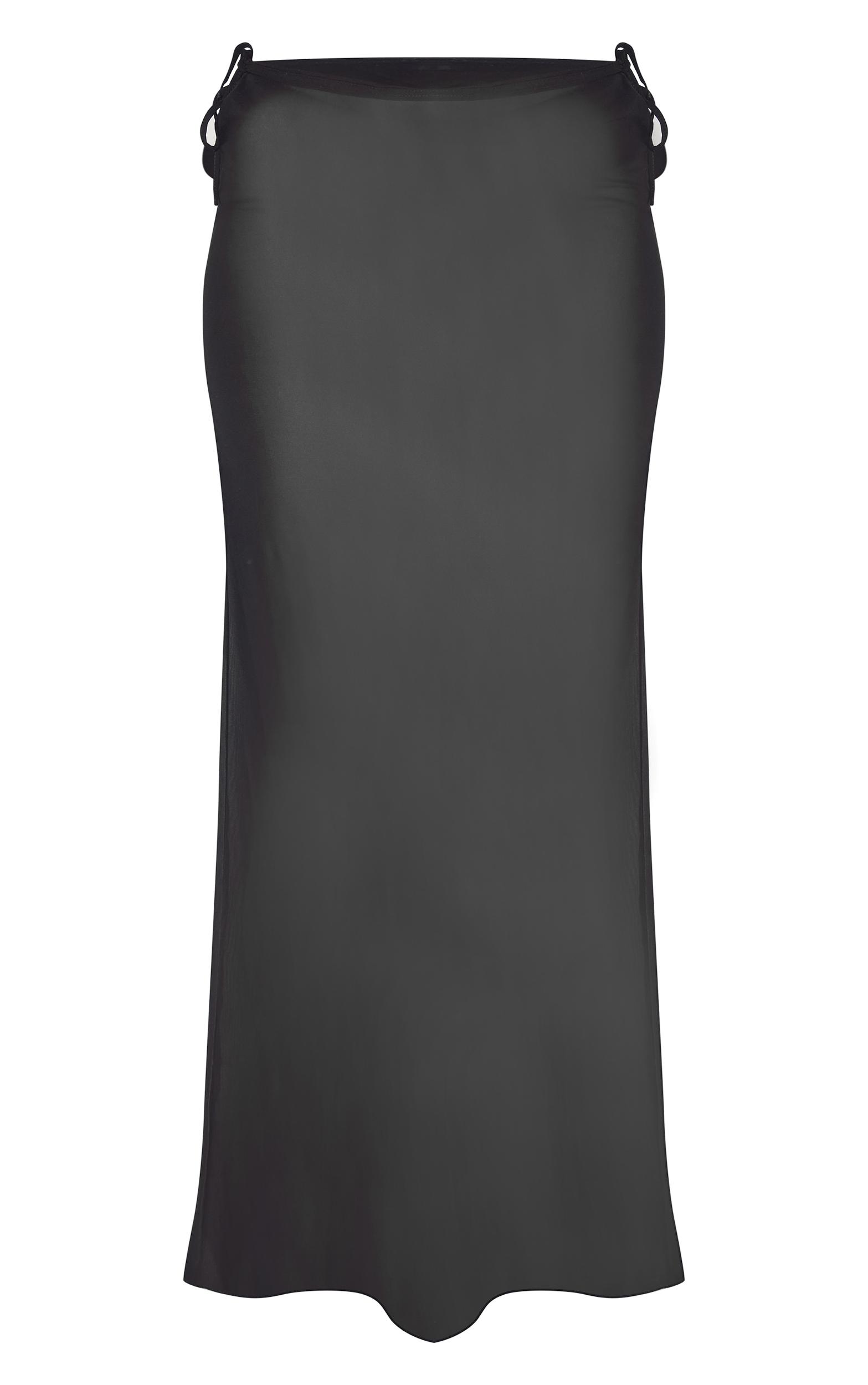 Black Sheer Low Rise Maxi Skirt Product Image