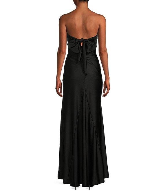 Honey and Rosie Pintucked Bodice Front Slit Gown Product Image