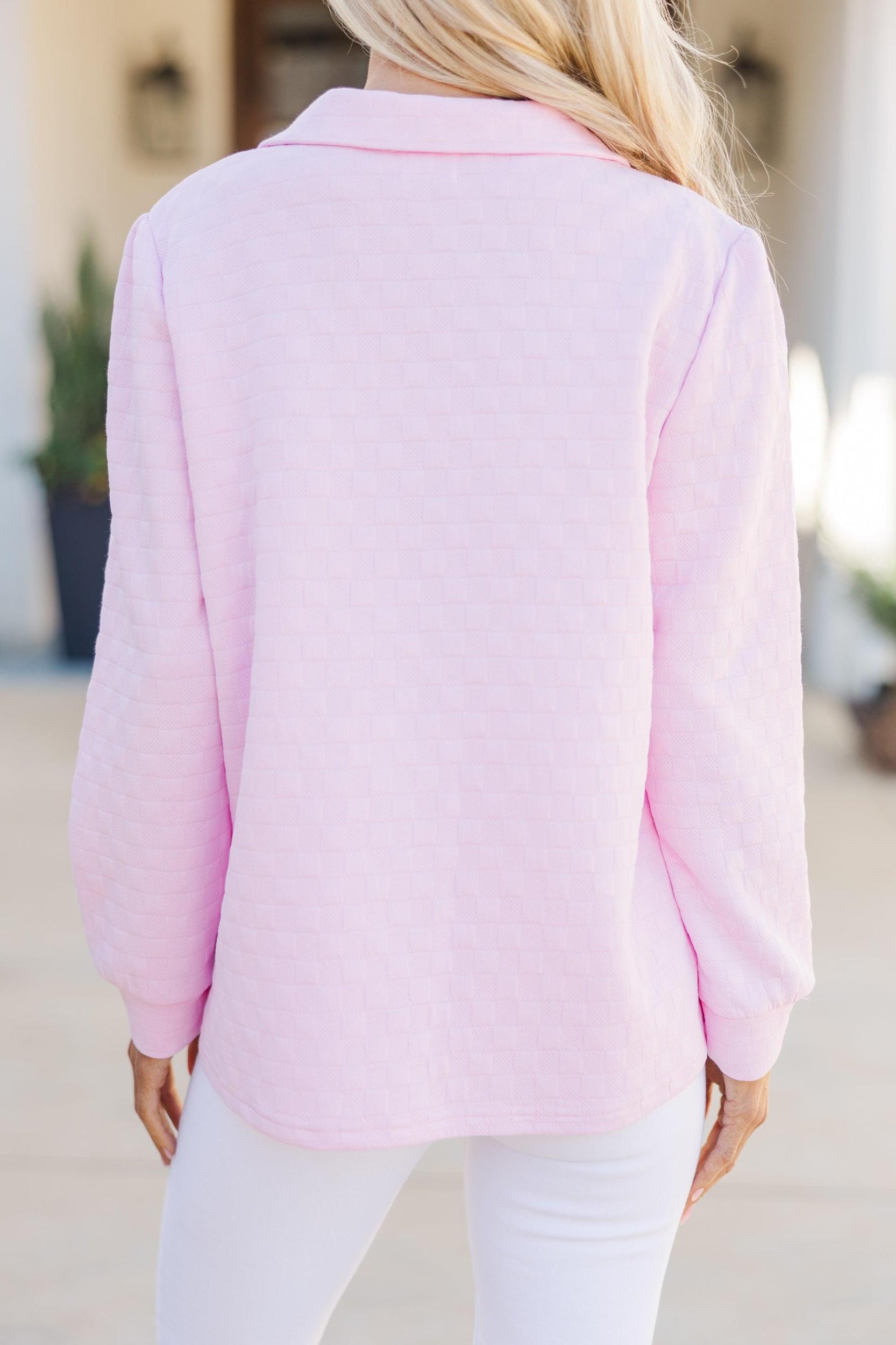 Nice To See You Pink Textured Top Female Product Image