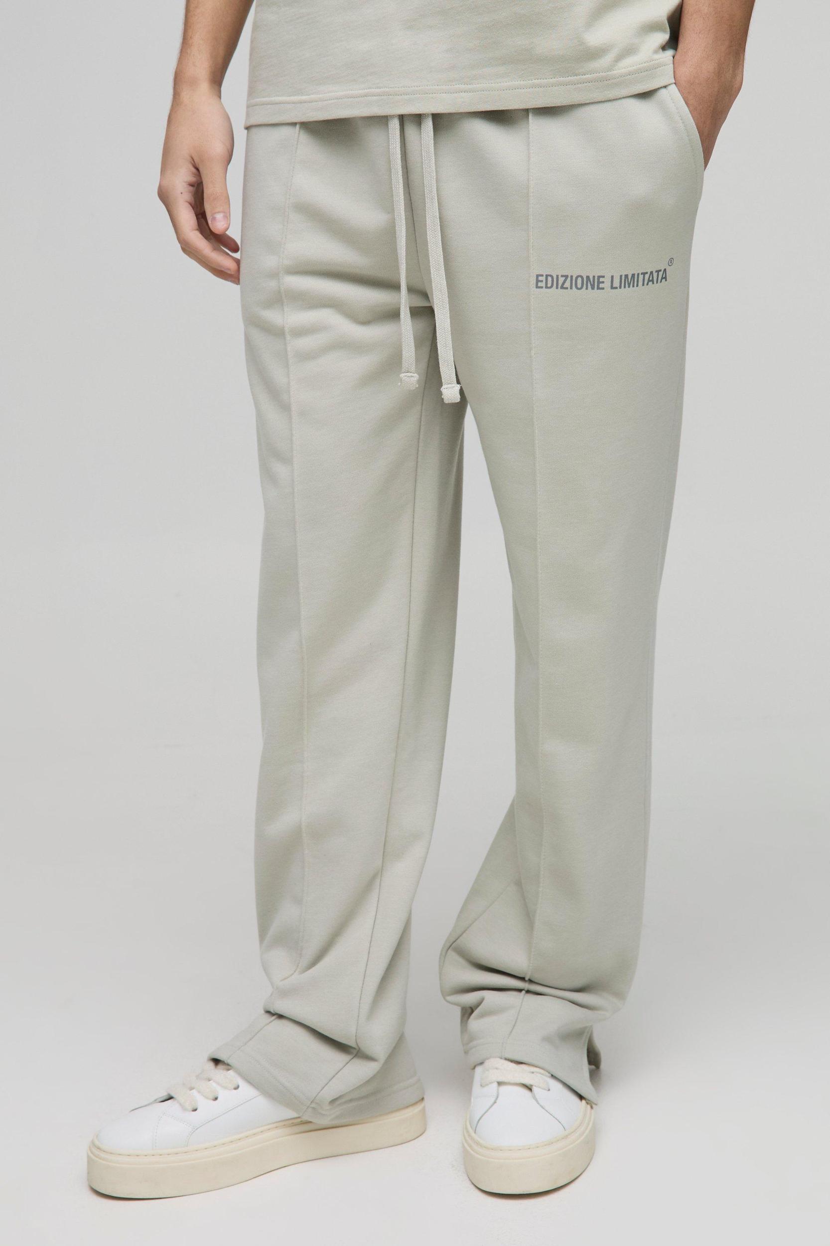 Relaxed Edizione Heavyweight Pintuck Split Hem Sweatpants | boohooMAN USA Product Image