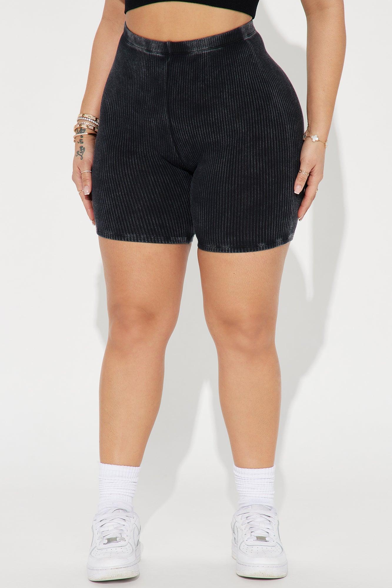 Never Too Late Washed Biker Short - Black Product Image