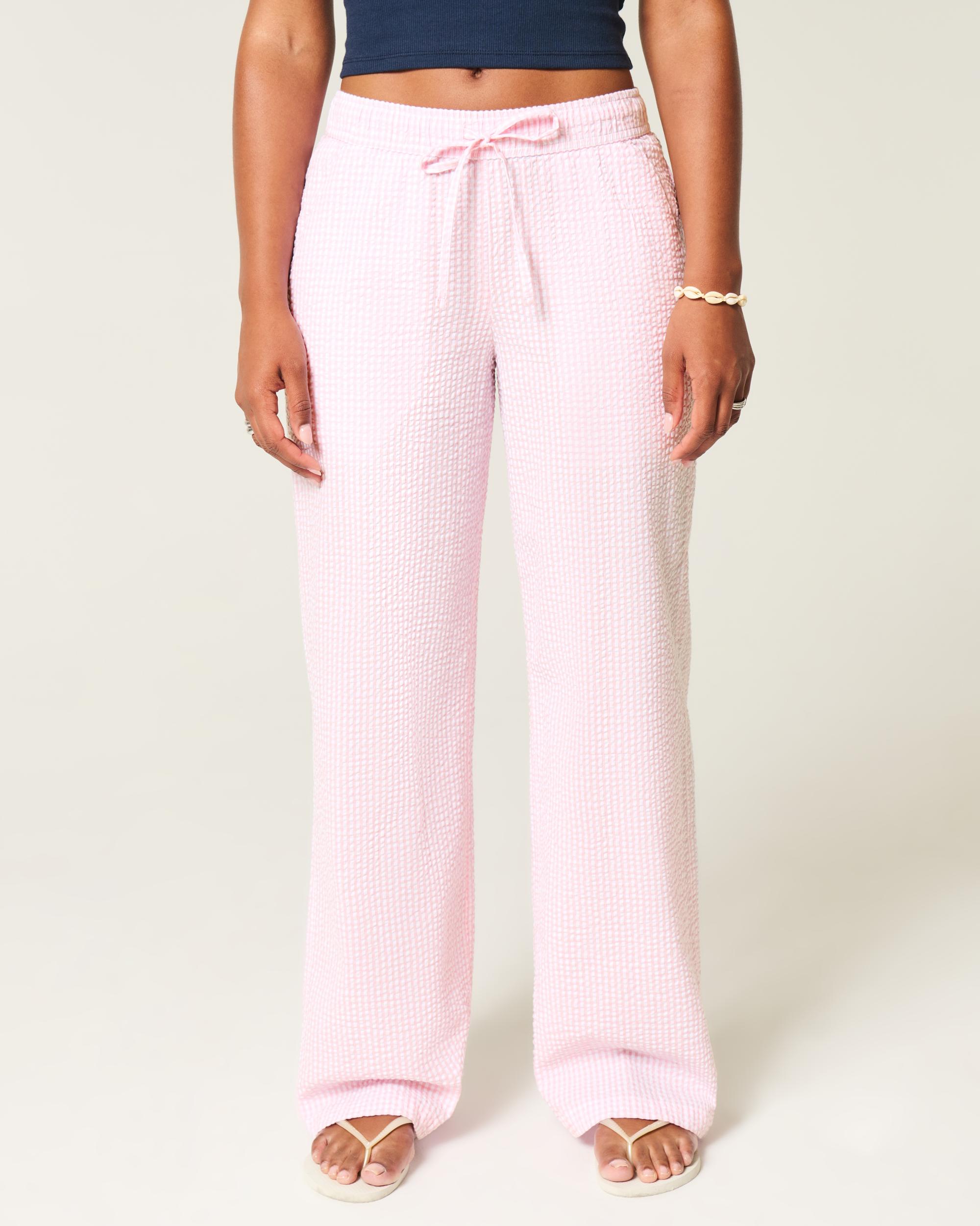 Seersucker Baggy Pull-On Pants Product Image