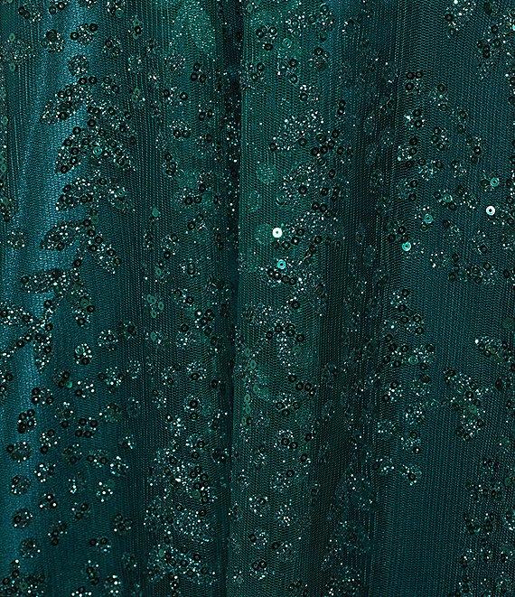 Blondie Nites Plus Size Glitter Pattern Sweetheart Neck Pinch Front Spaghetti Strap Tie Back Ballgown Product Image