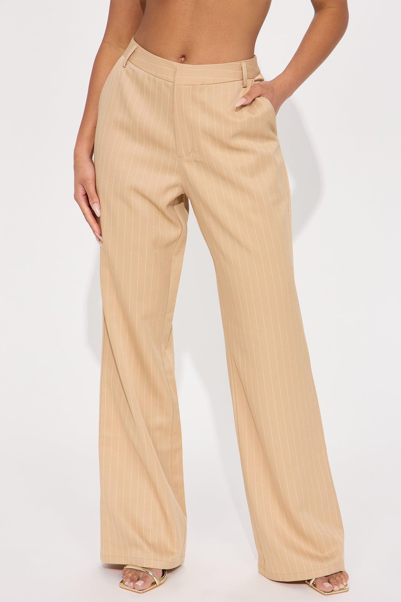 Kelsey Pinstripe Trouser - Tan Product Image