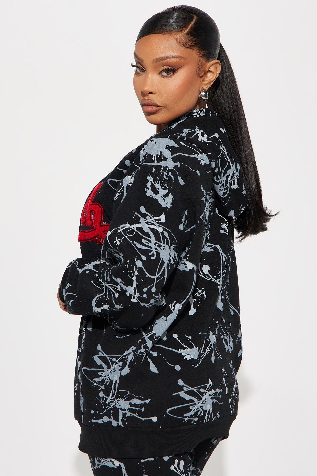 Von Dutch Abstract Zip Up Hoodie - Charcoal/combo Product Image