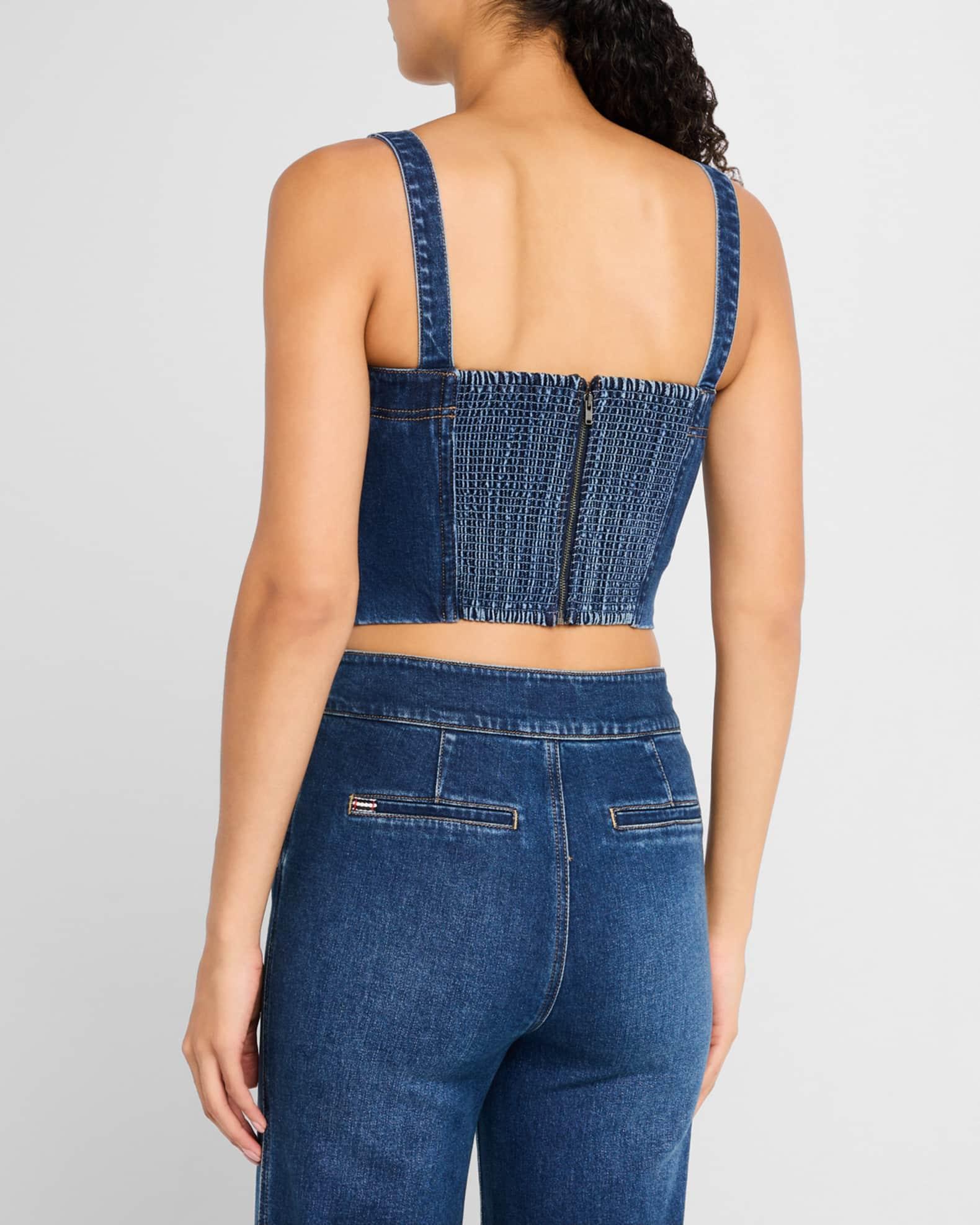 Sue Denim Bustier Cropped Top Product Image