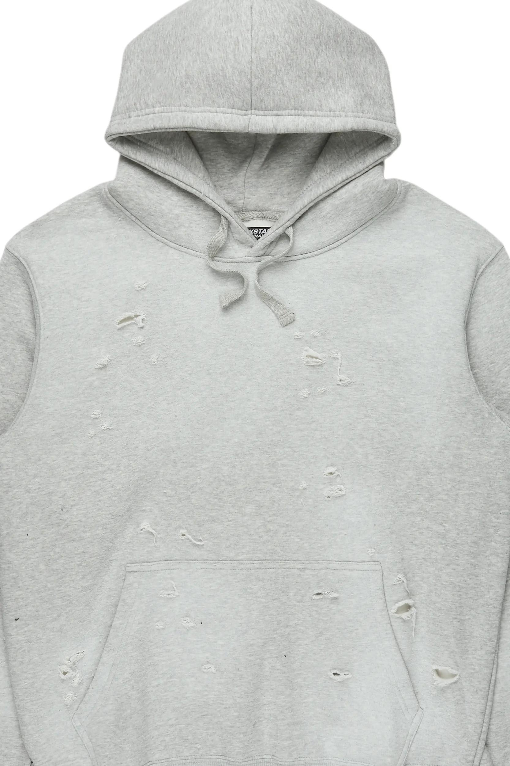 Baki Heather Grey Distressed Hoodie Male Product Image