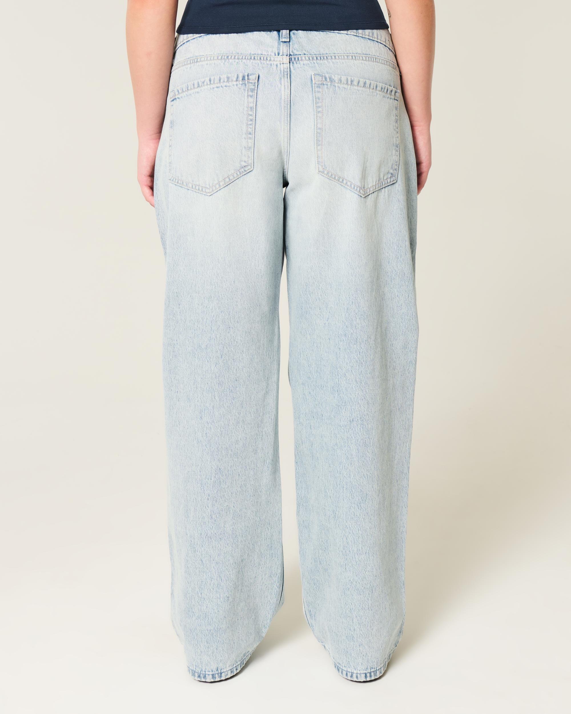 Low-Rise Ripped Light Wash Baggy Jeans Product Image