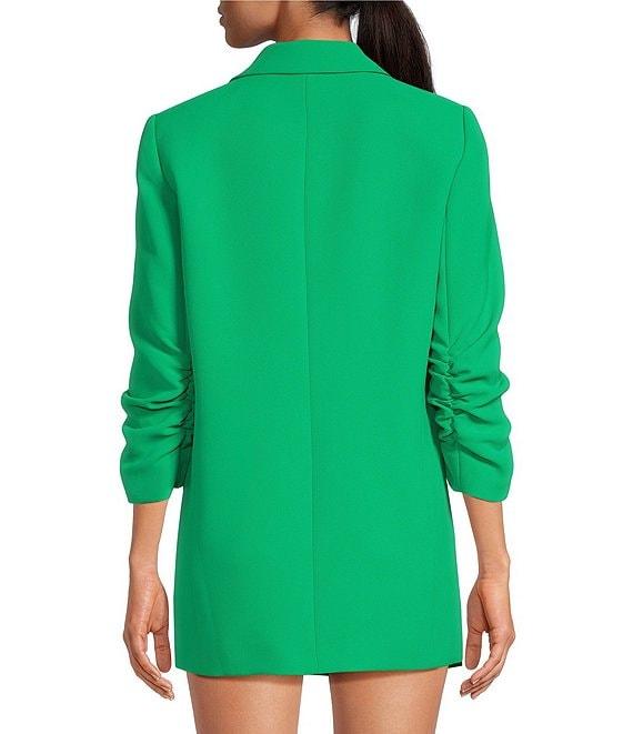 Gianni Bini Jemma Ruched 3/4 Sleeve Shawl Collar Twill Boyfriend Blazer Product Image