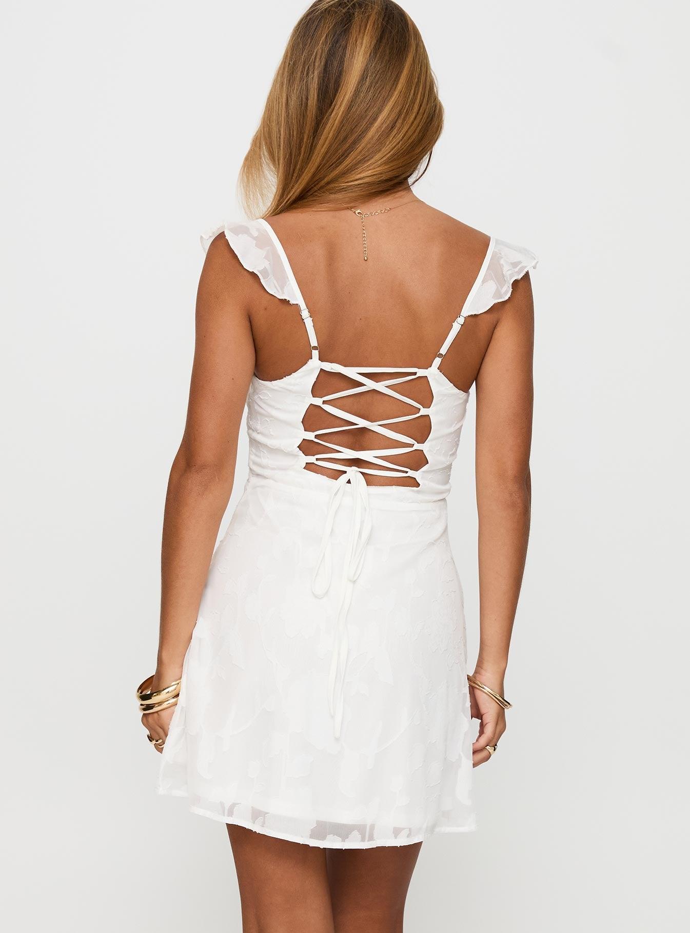 Past And Present Burnout Tie Back Mini Dress White Product Image