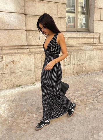 Nellie Maxi Dress Black Polka Dot Product Image
