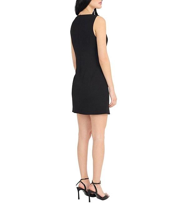 Donna Morgan Crew Neck Sleeveless Curved Hem Scuba Crepe Sheath Dress Product Image