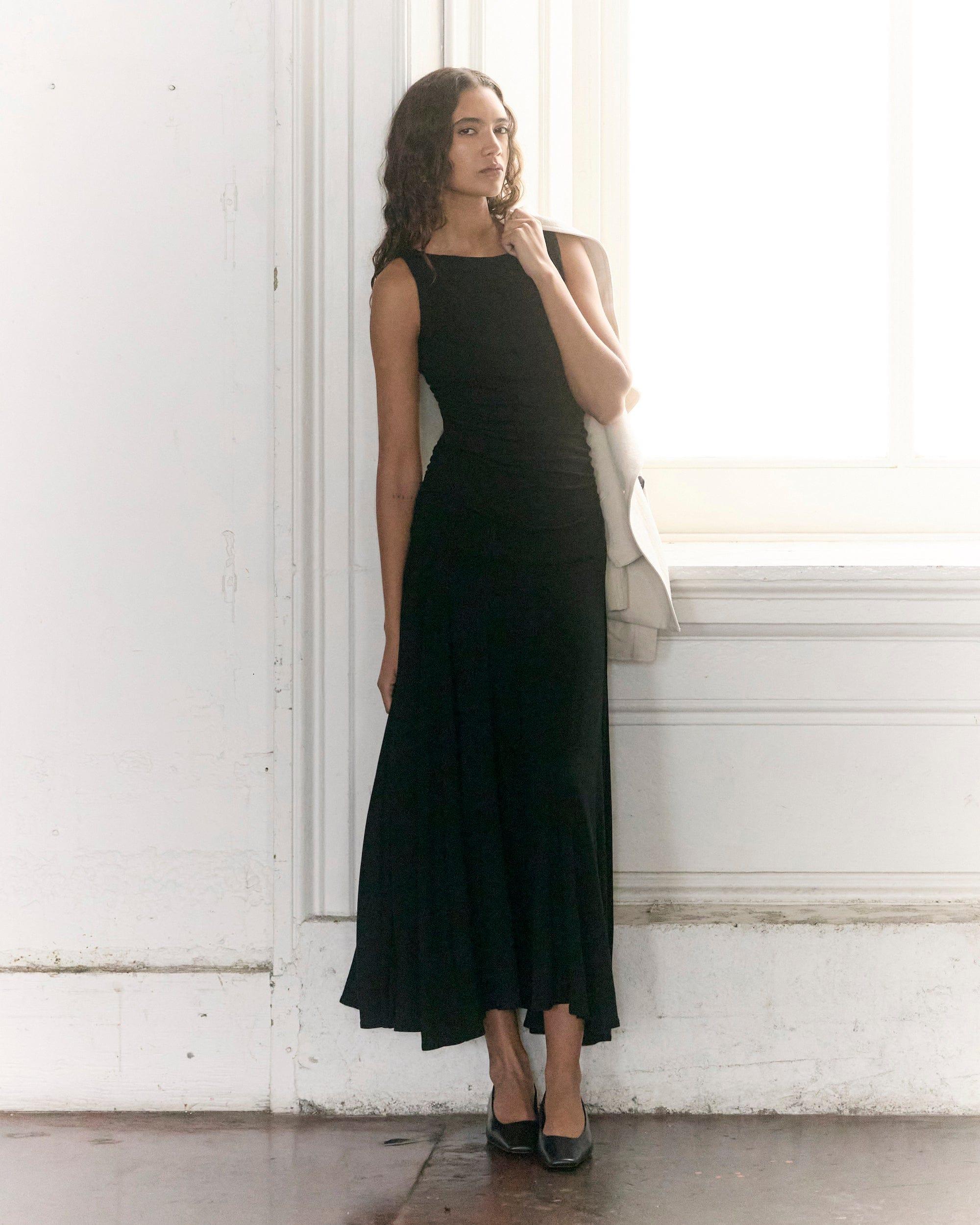 Tamsin Ruched Drop-Waist Maxi Dress Product Image