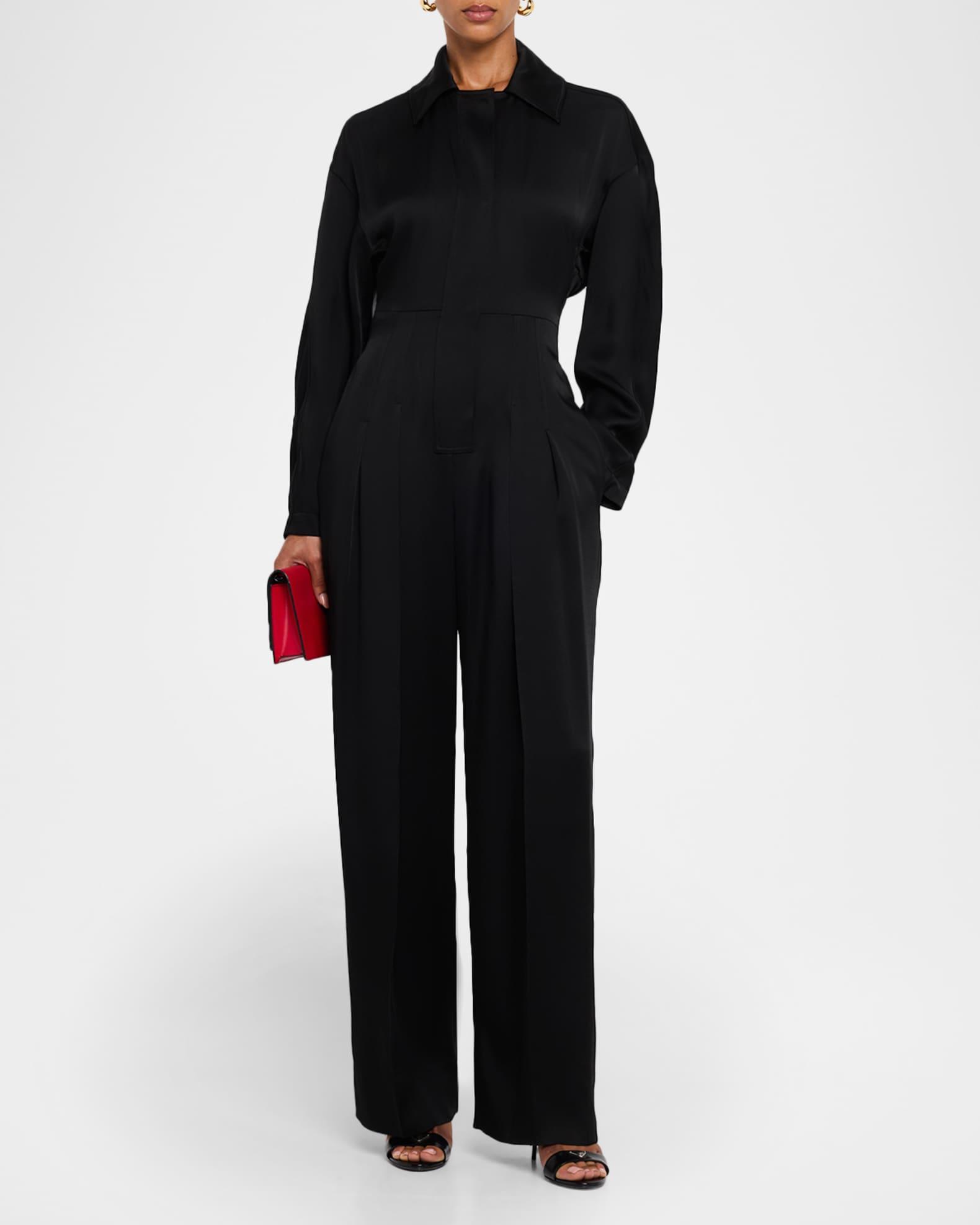 Fluid Satin Cinched Straight-Leg Jumpsuit Product Image
