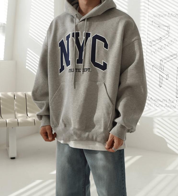 RT No. 11065 NYC EMBROIDERED LETTERED PULLOVER HOODIE Product Image