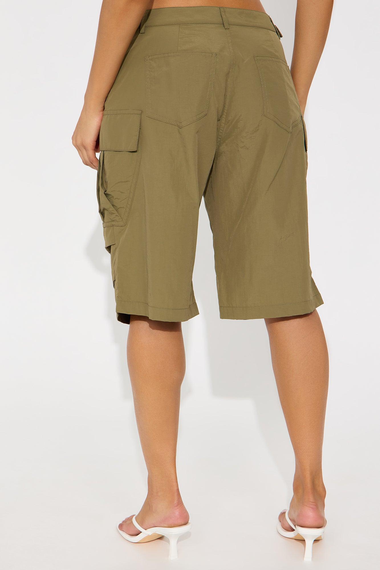 Better Than Ever Windbreaker Bermuda Short - Olive Product Image