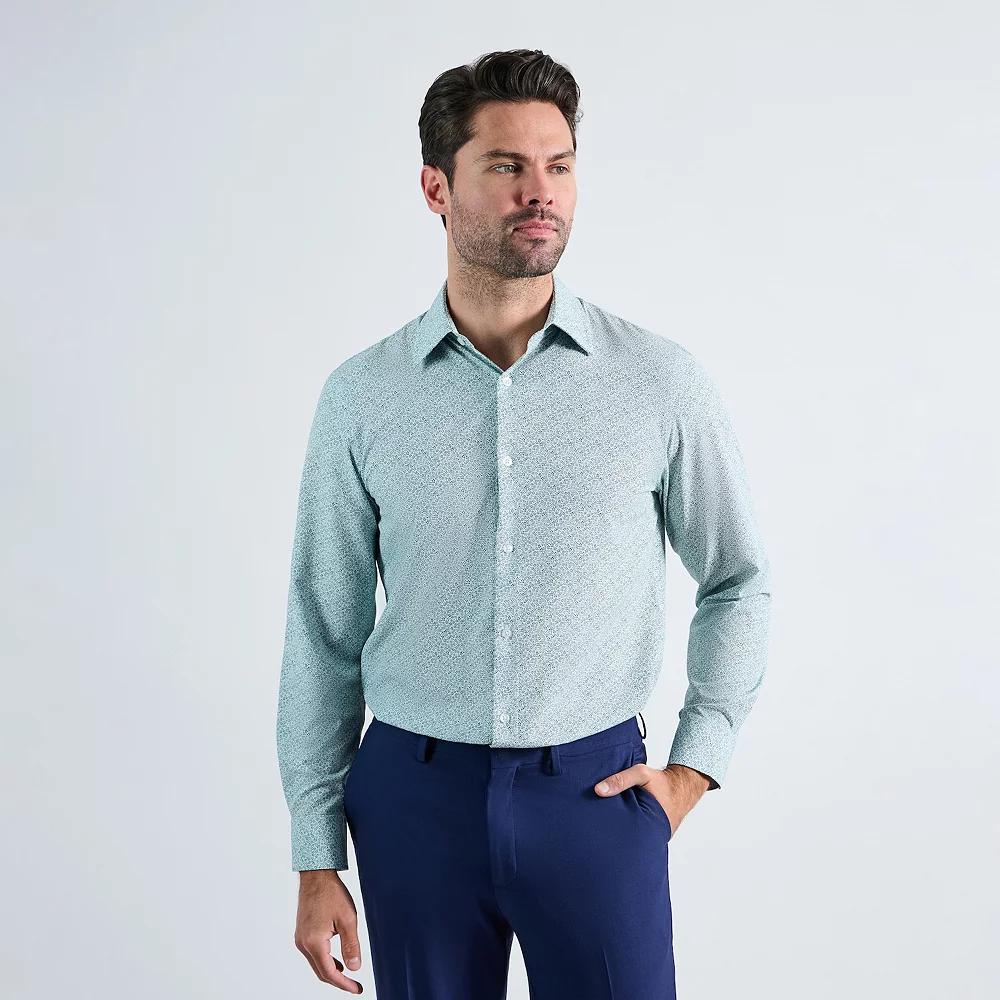Mens Haggar Performance Slim Fit Dress Shirt Green Floral Product Image